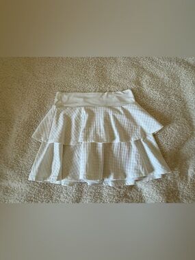 L’oeuf Poche White On White Polka Dot Tiered Tennis Skirt Skirt XS